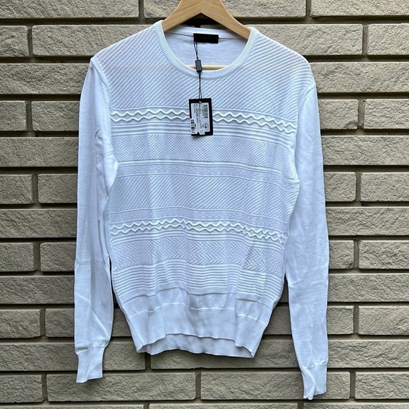 Tombolini White Cotton Crewneck Knit Sweater M - Picture 1 of 10